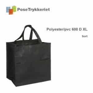 Revisor poser polyester 600 D XL. Sort. PoseTrykkeriet.dk