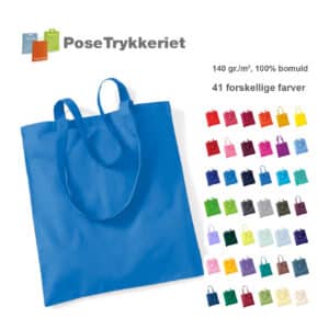 Tote bags 100% bomuld, 41 farver.PoseTrykkeriet.dk
