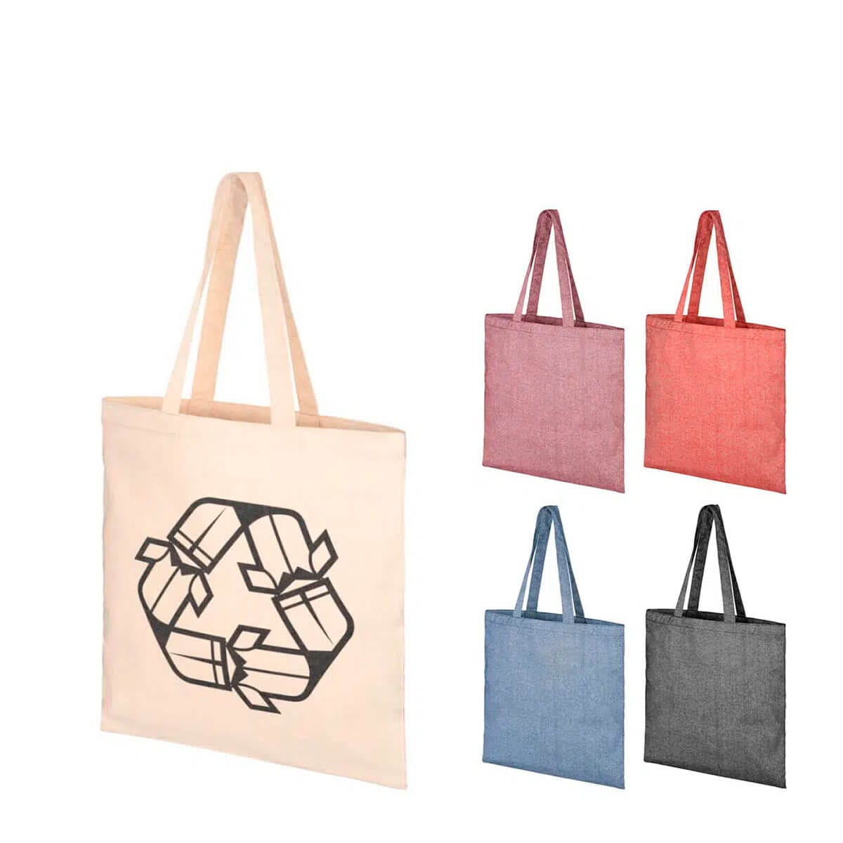 Poser i genanvendt bomuld med logotryk. PoseTrykkeriet.dk.dk