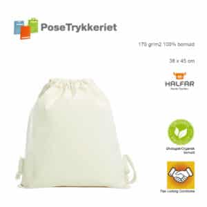 Drawstringbags, Organisk bomuld. Posetrykkeriet.dk