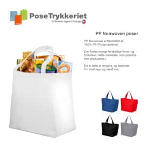 Store nonwoven bæreposer med logotryk. PoseTrykkeriet.dk