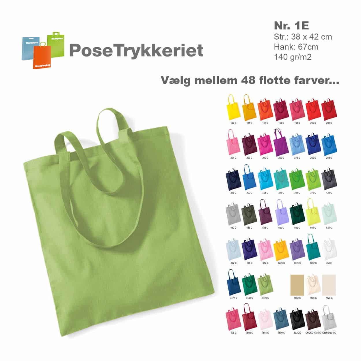 Muleposer i 48 farver med logotryk. Posetrykkeriet.dk