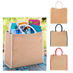 Stor jute indkøbstaske