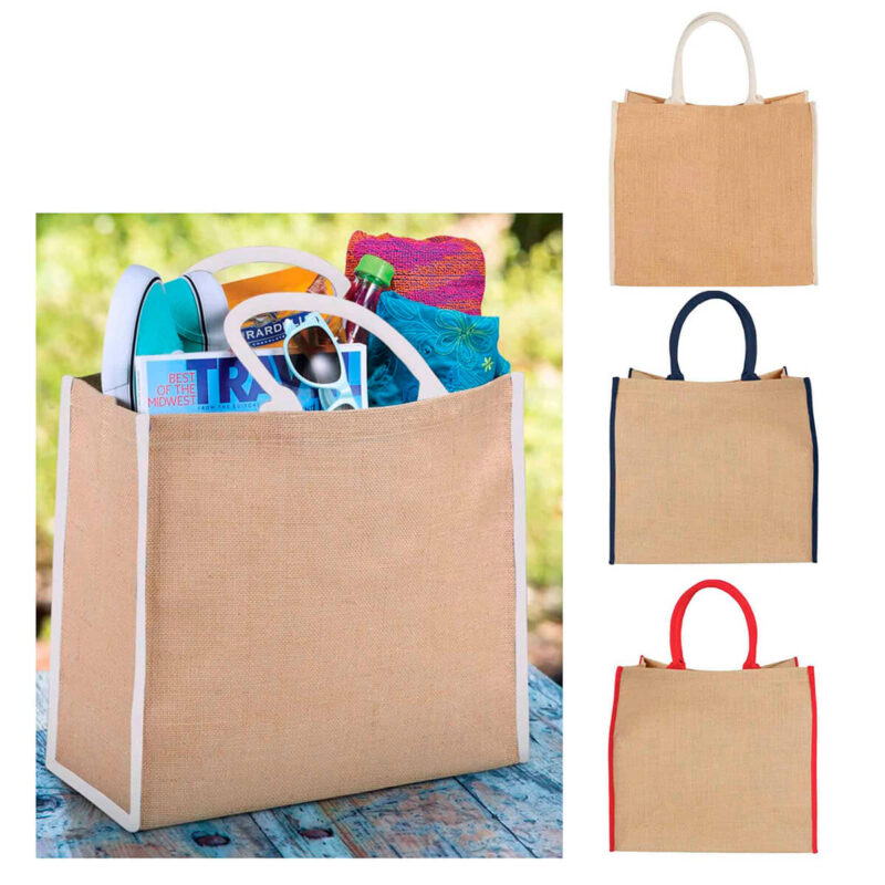 Stor jute indkøbstaske
